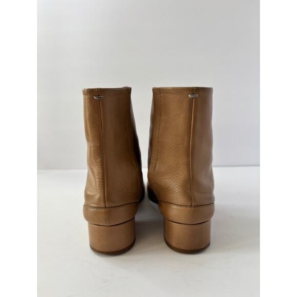 Maison Margiela Tabi Tan Leather Ankle Boots 35.5 Round Heel Designer Italy - Picture 6 of 9